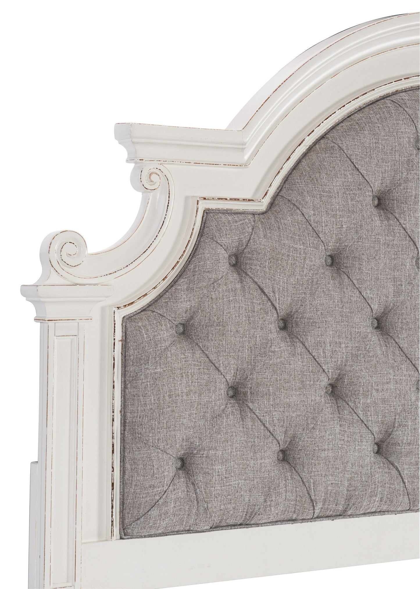 Elegance Restored Antique White Button-Tufted Eastern King Bed