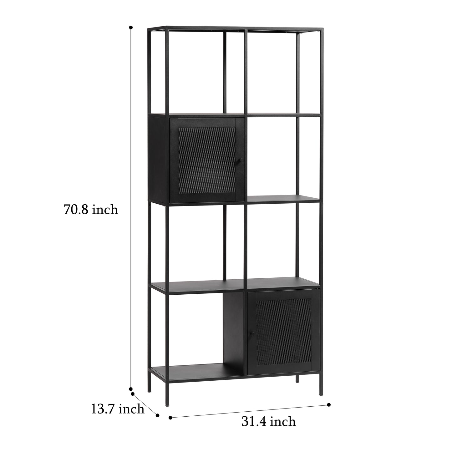 Black Metal 2-Door Bookcase