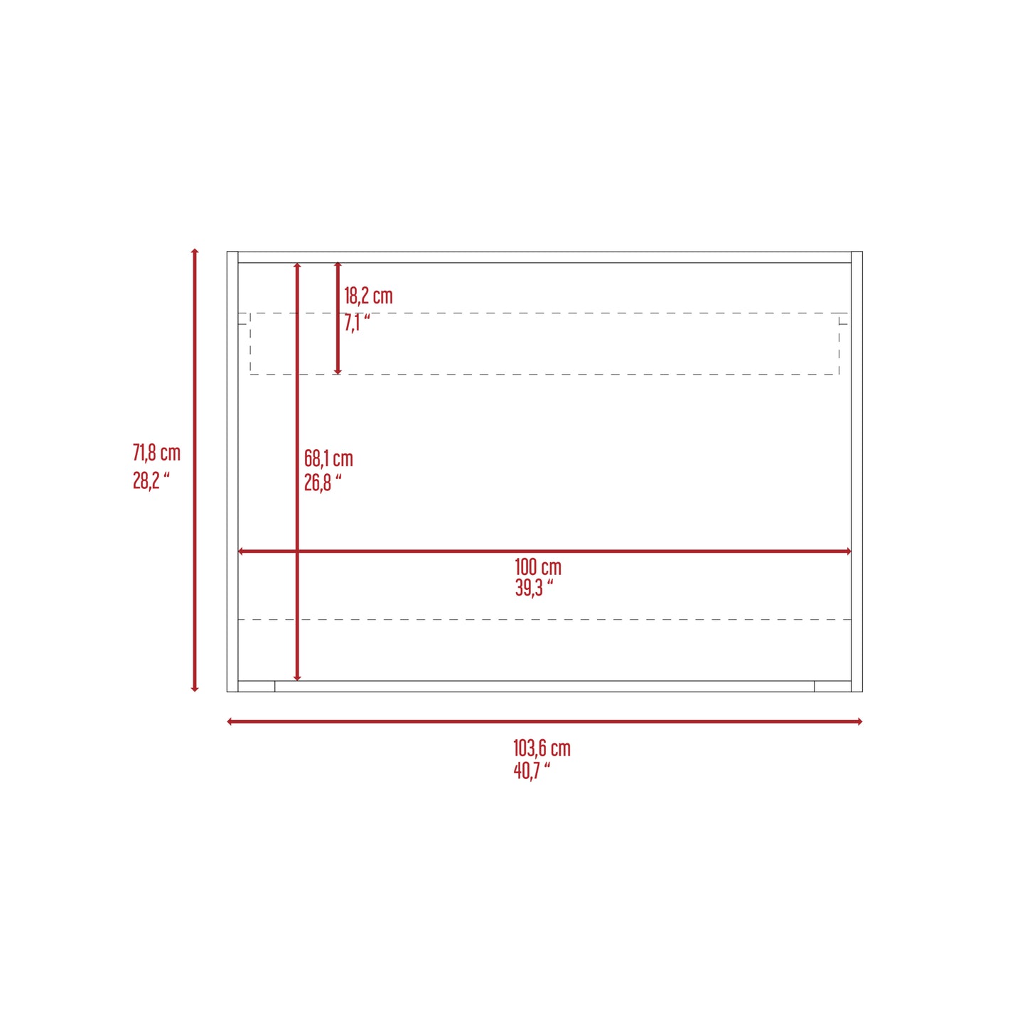 Zambia Wall Desk, Single Shelf - Mahogany / White