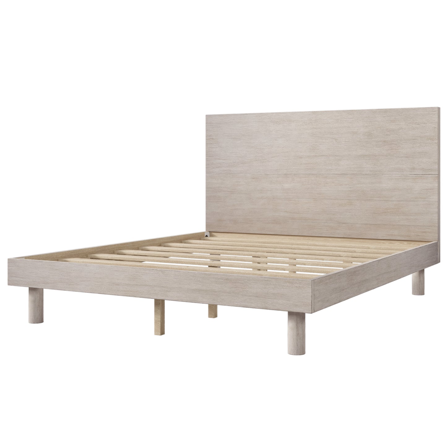 Stone Gray Queen Size Platform Bed Frame