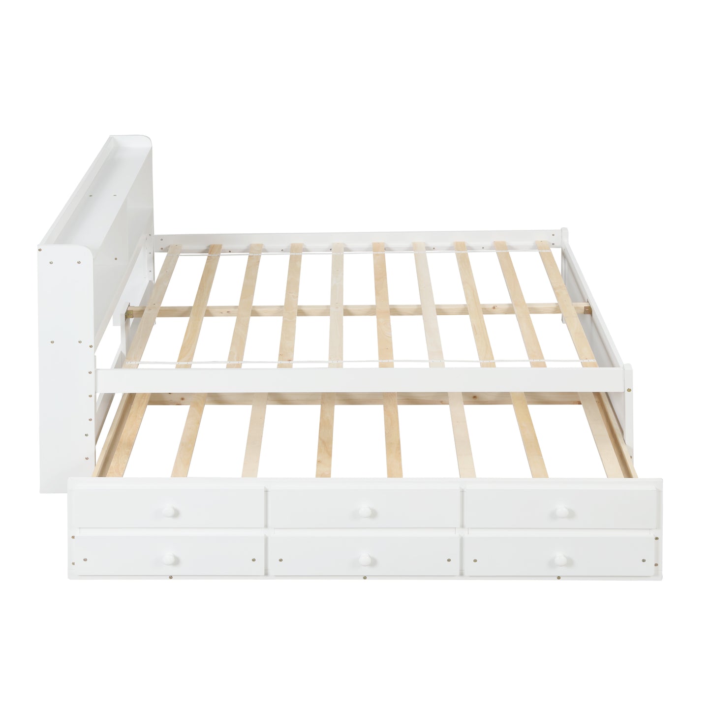 White Haven Full Bed with Bookcase, Twin Trundle, and Drawers