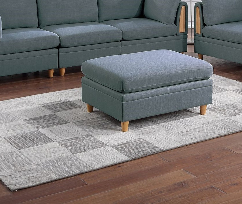 Wooden Legs Ottoman - Grey