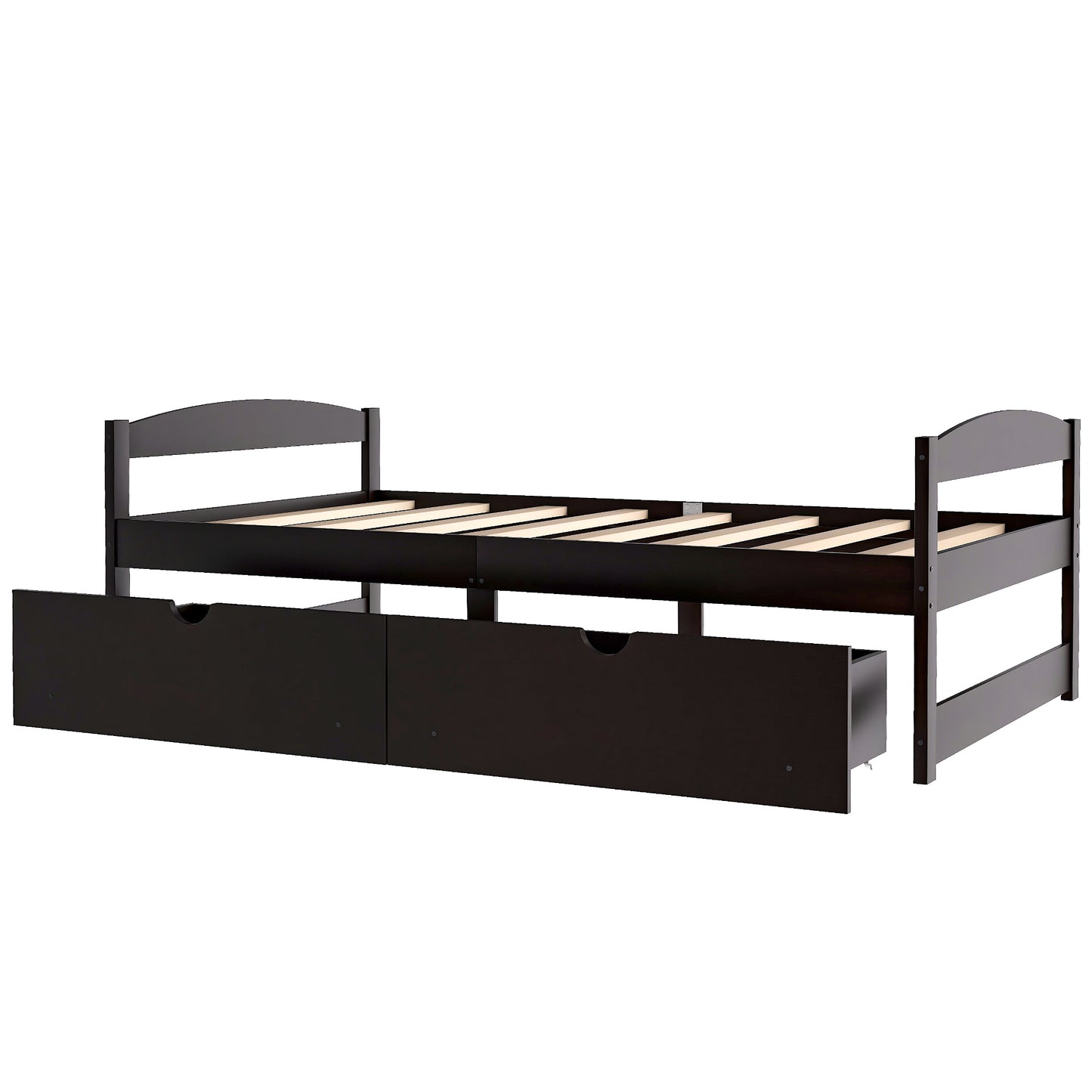 Espresso Dream Twin Platform Bed with Dual Drawers