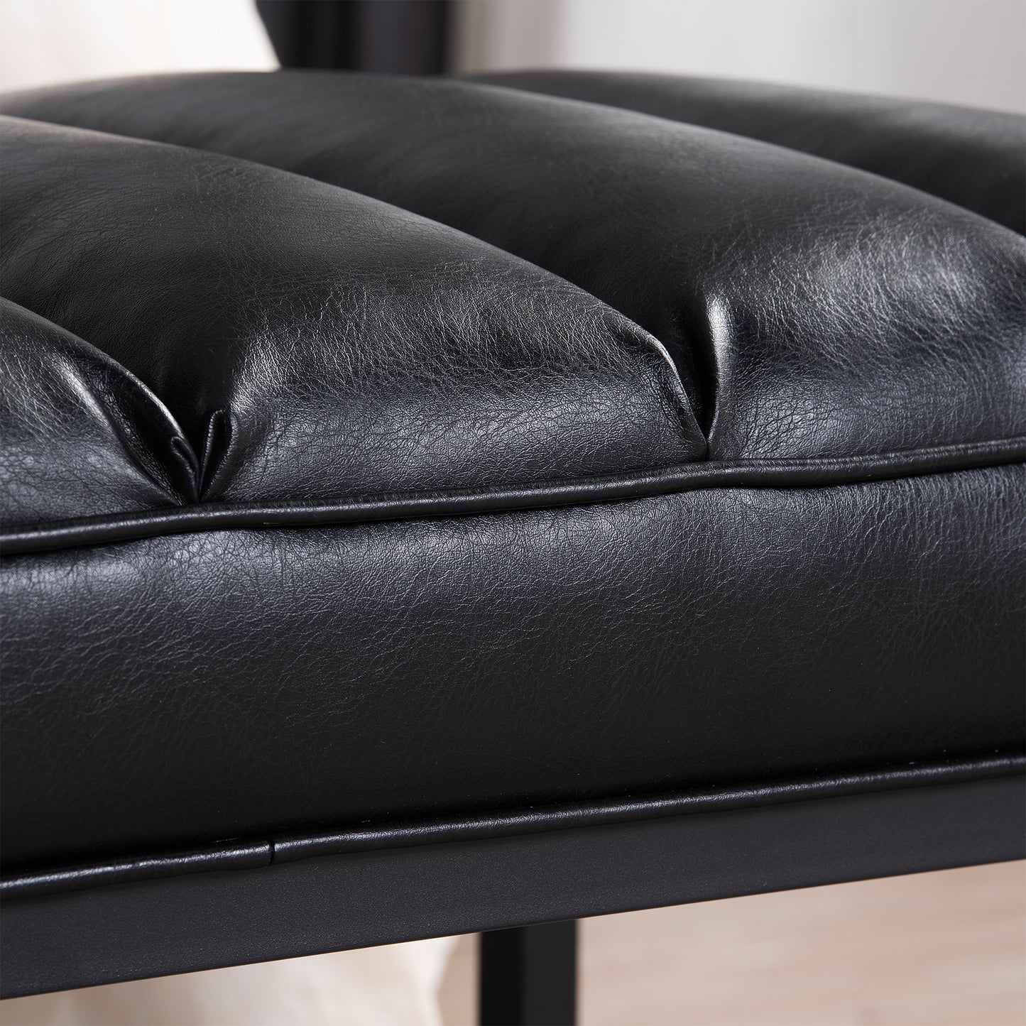 Metal Base Upholstered Bench - Black