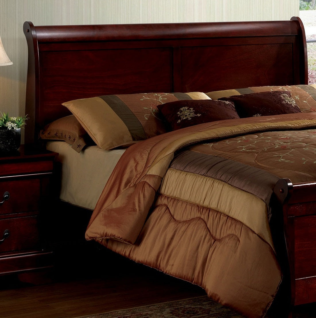 Louis Philippe Solid Wood Full Size Bed - Cherry