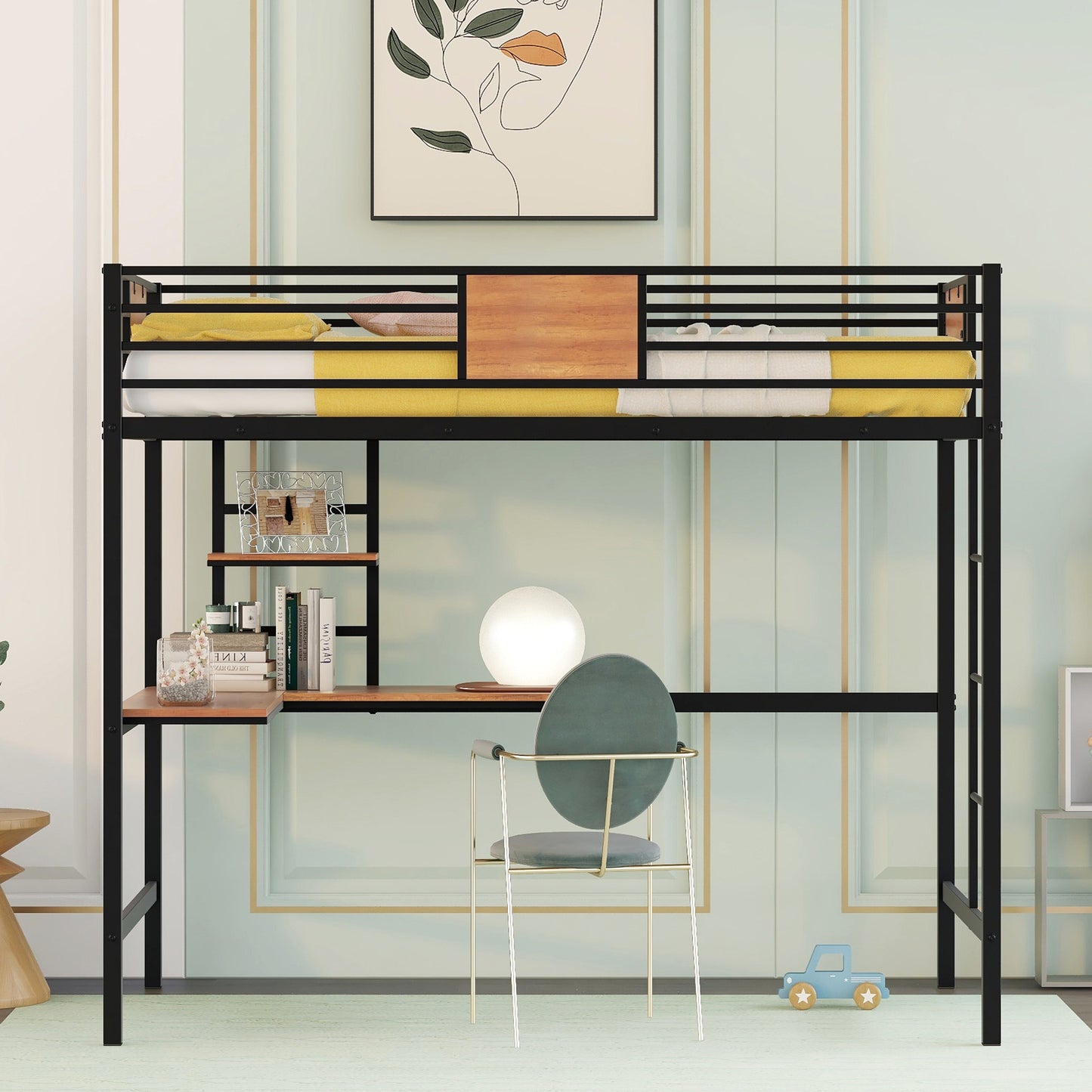 Venetian Vista Loft Bed With Desk -Black