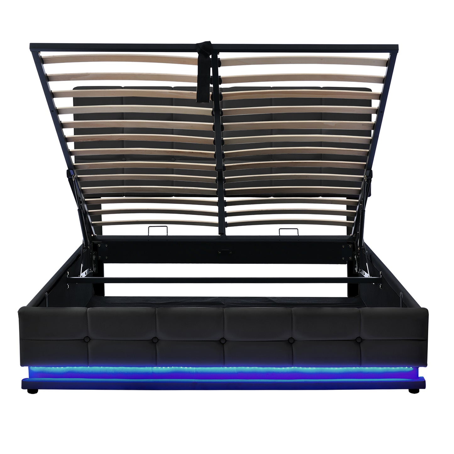 Luxury Dream Queen Bed with Smart Storage and LED Illumination - Black