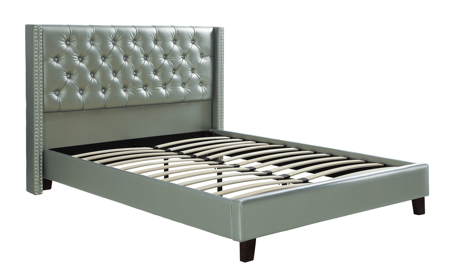 Tina Tufted Bed Frame Full Size - Silver