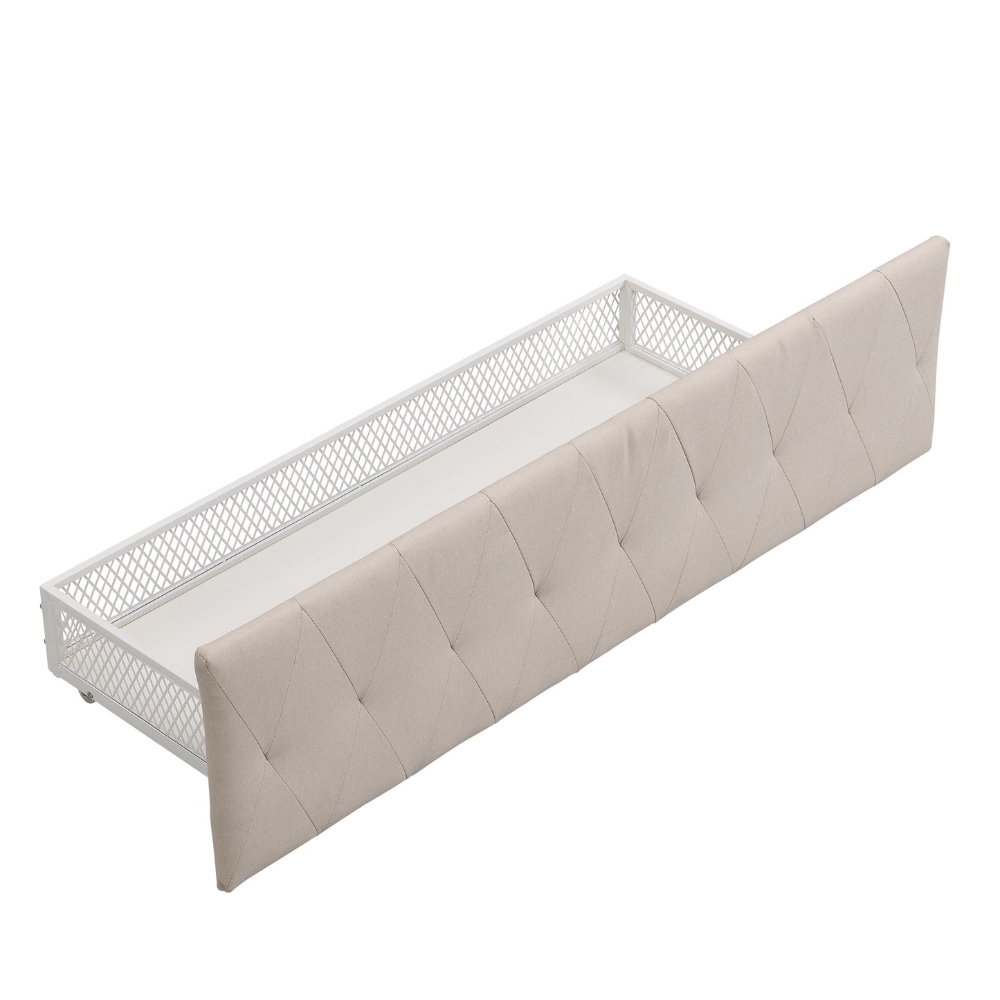 Apex Full Size Storage Bed Metal Platform Bed with Drawer - Beige