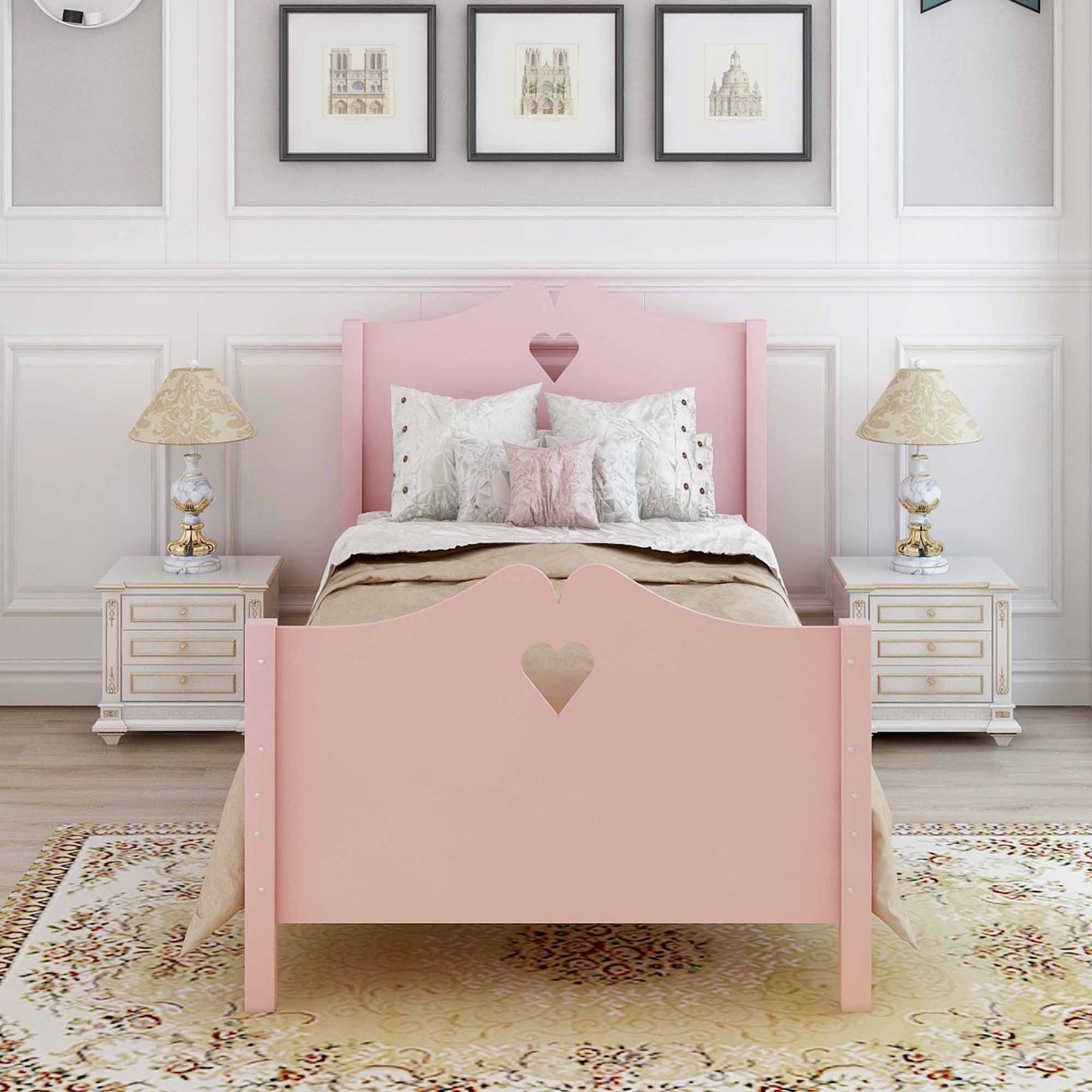 Pink Dreamwood Twin Platform Bed