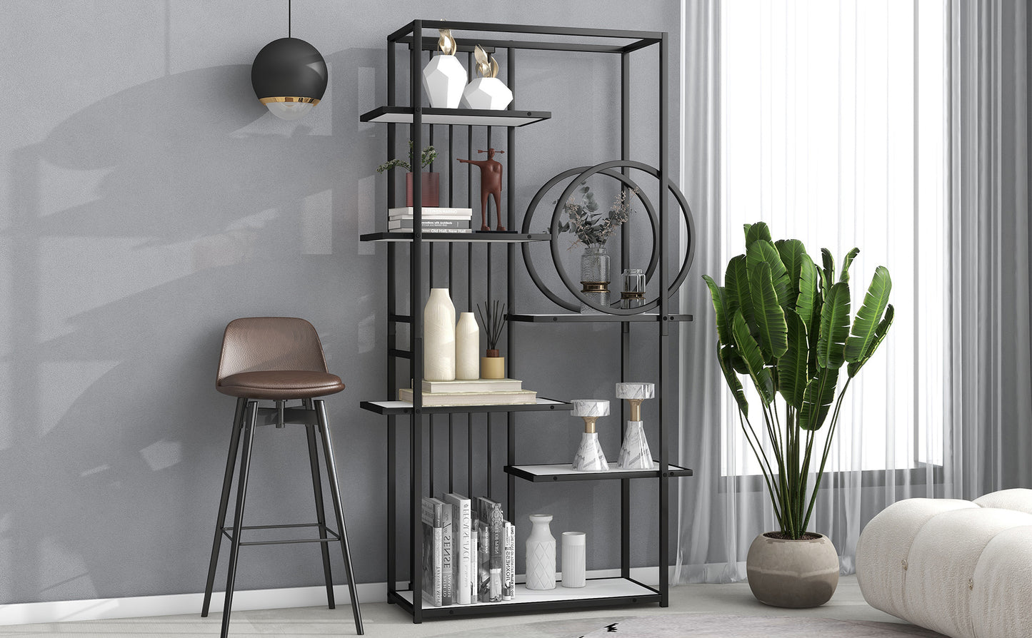 Metal Frame Storage Large Bookshelf Furniture, White