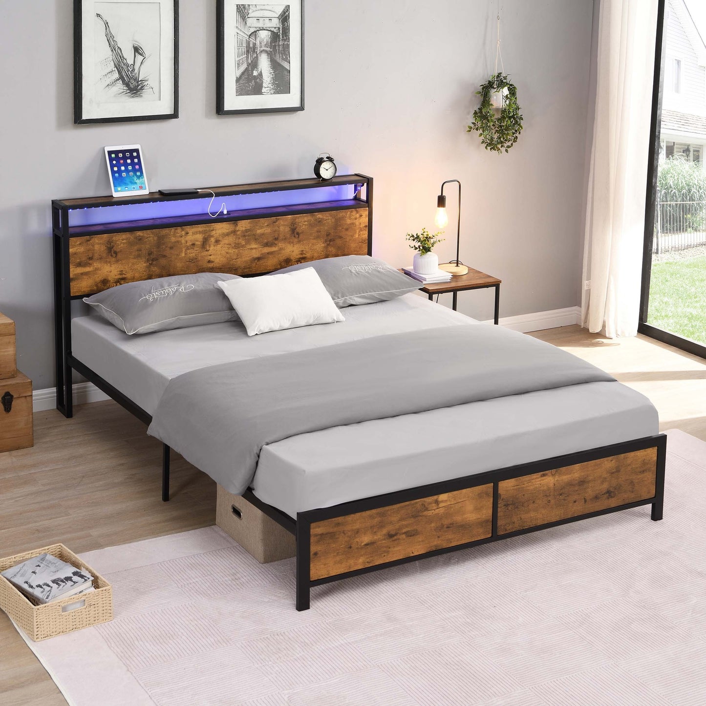 Rustic Glow Queen Bed Frame