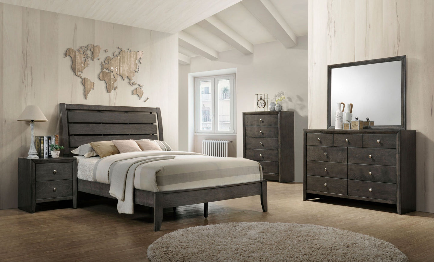Elegant Dreams Gray Queen Bed