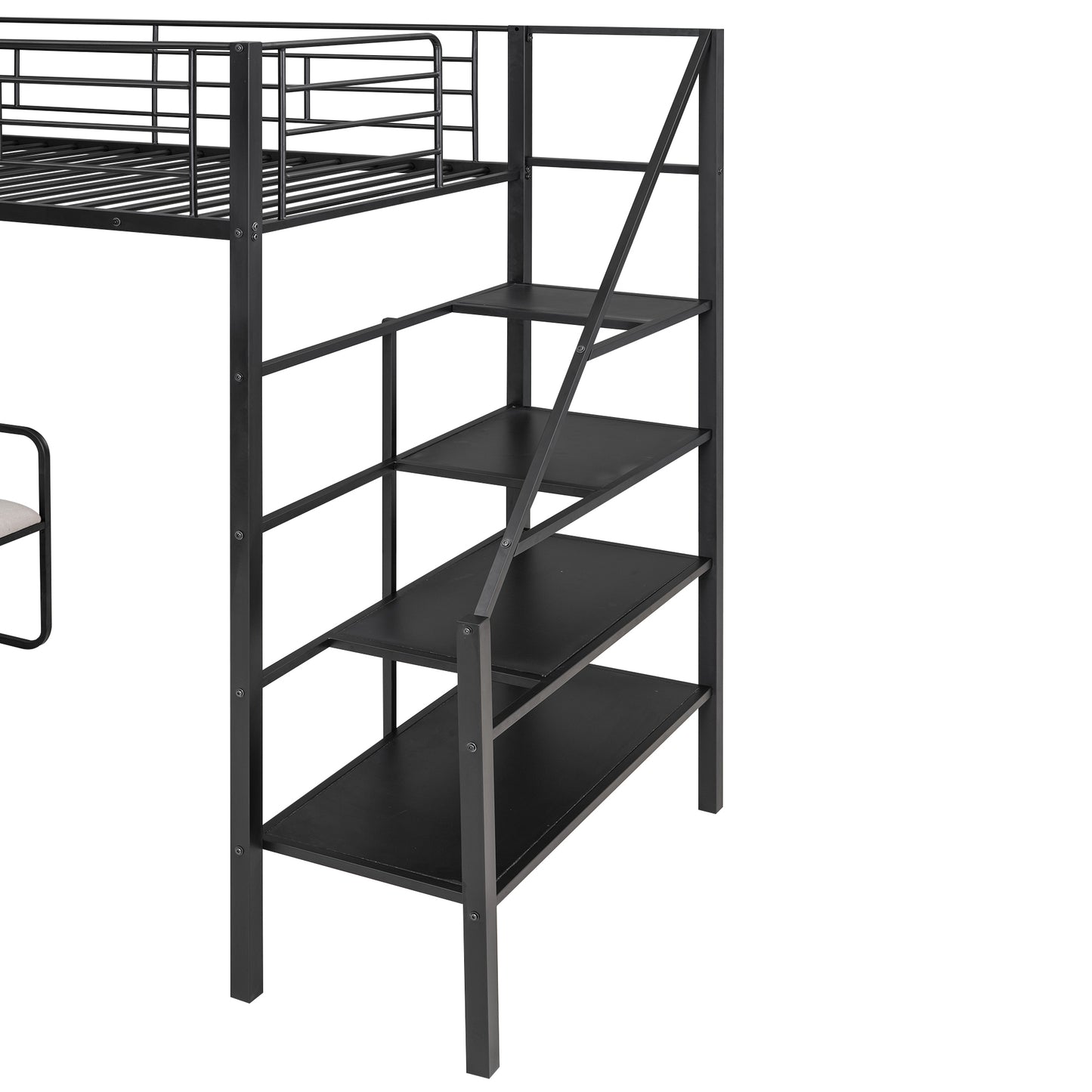 Black Beauty Loft Bed With Bench