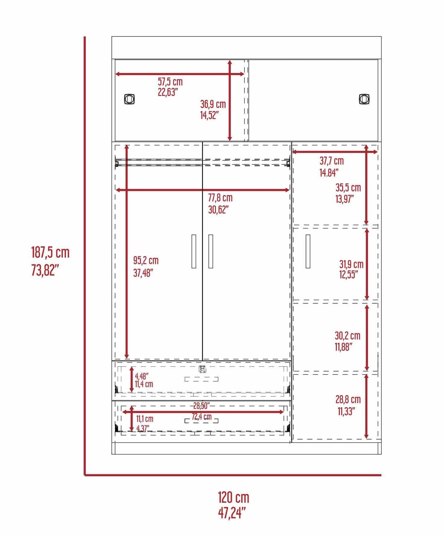 Kingswood 2-Drawer Rectangle Armoire - White