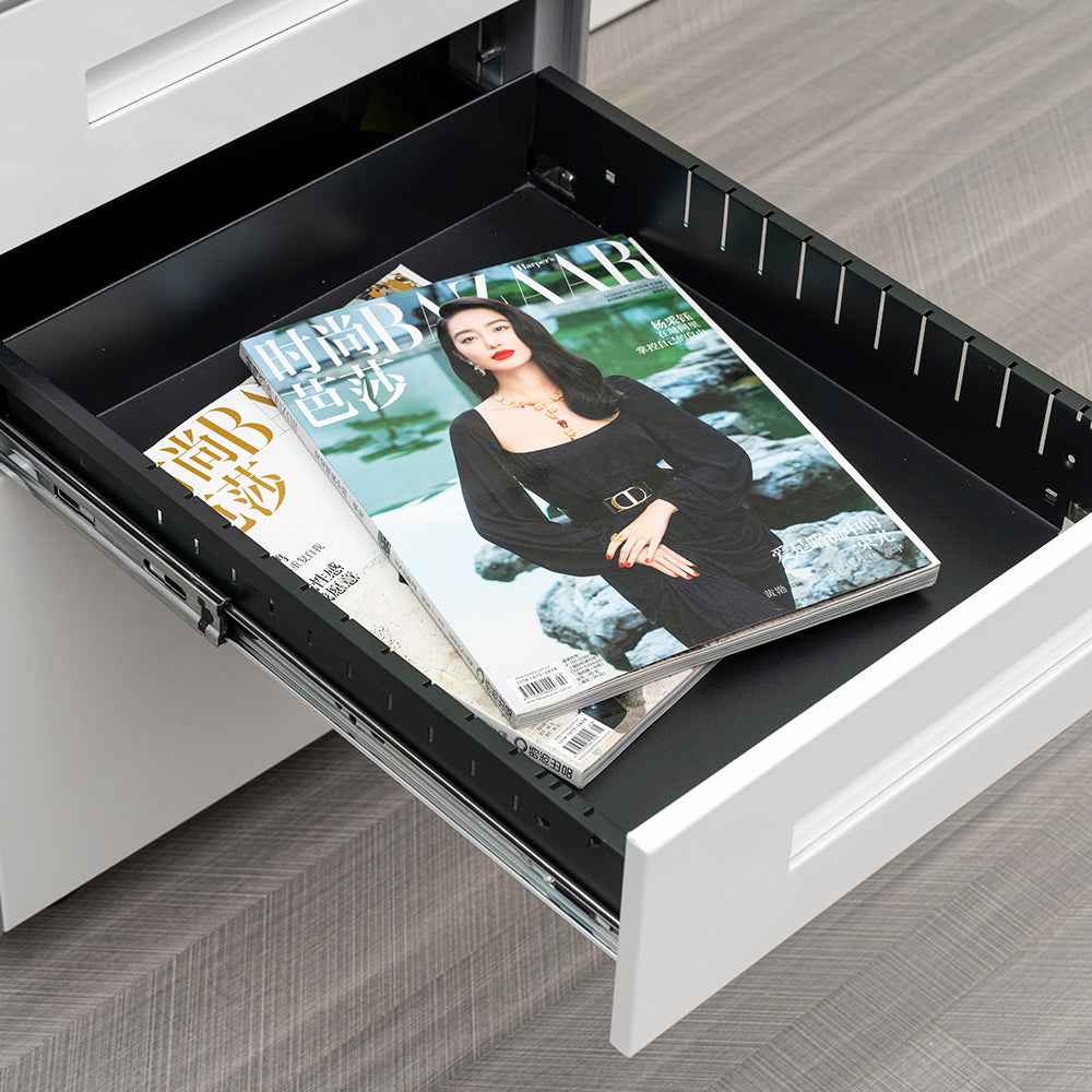 Compact 3 Drawer Mobile File Cabinet - White+Grey