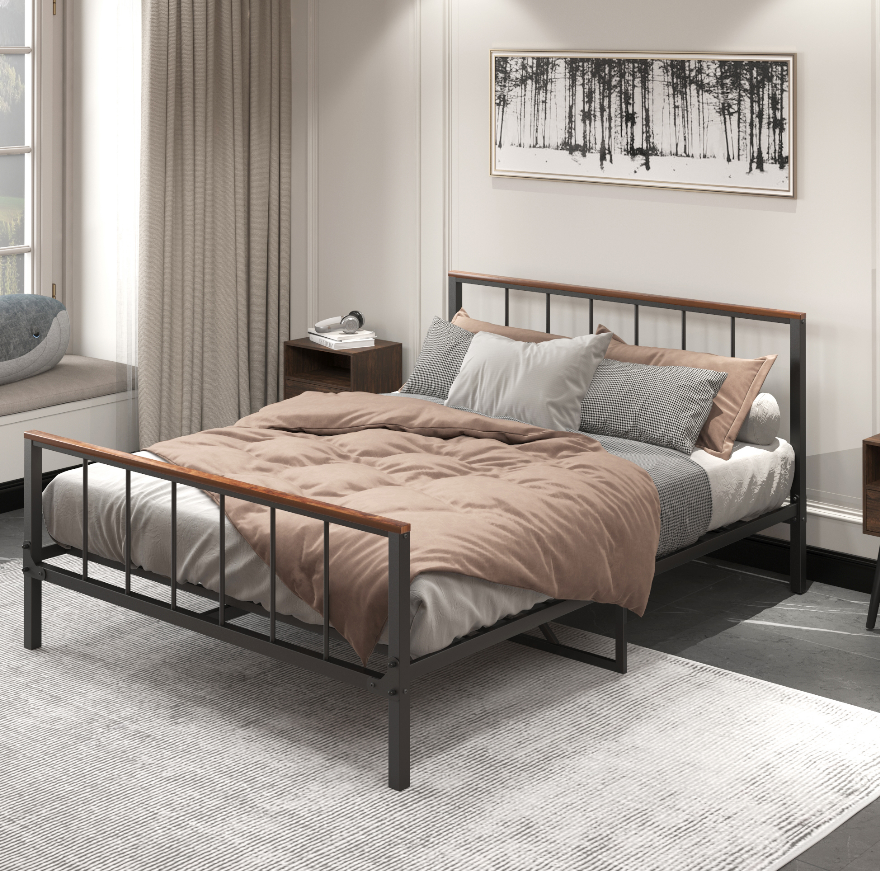 Marsh Queen Size Metal Platform Bed - Black