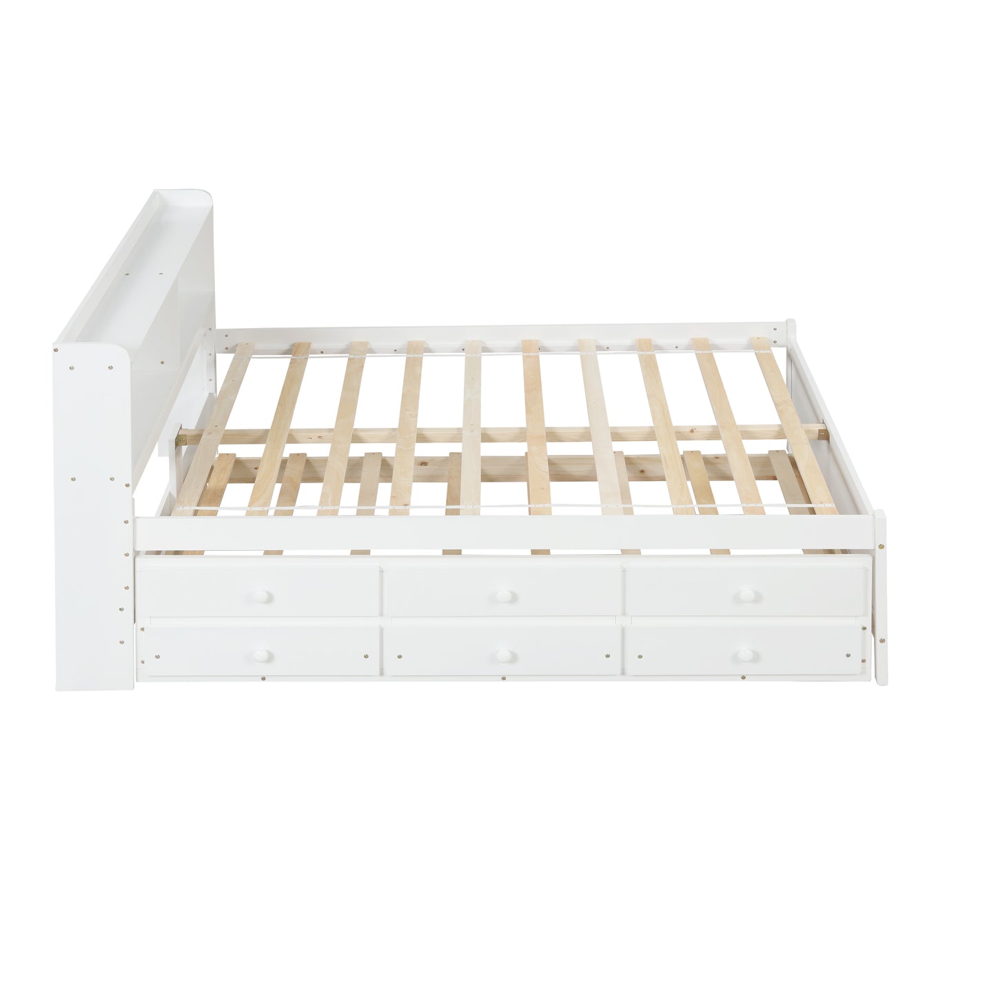 White Haven Full Bed with Bookcase, Twin Trundle, and Drawers