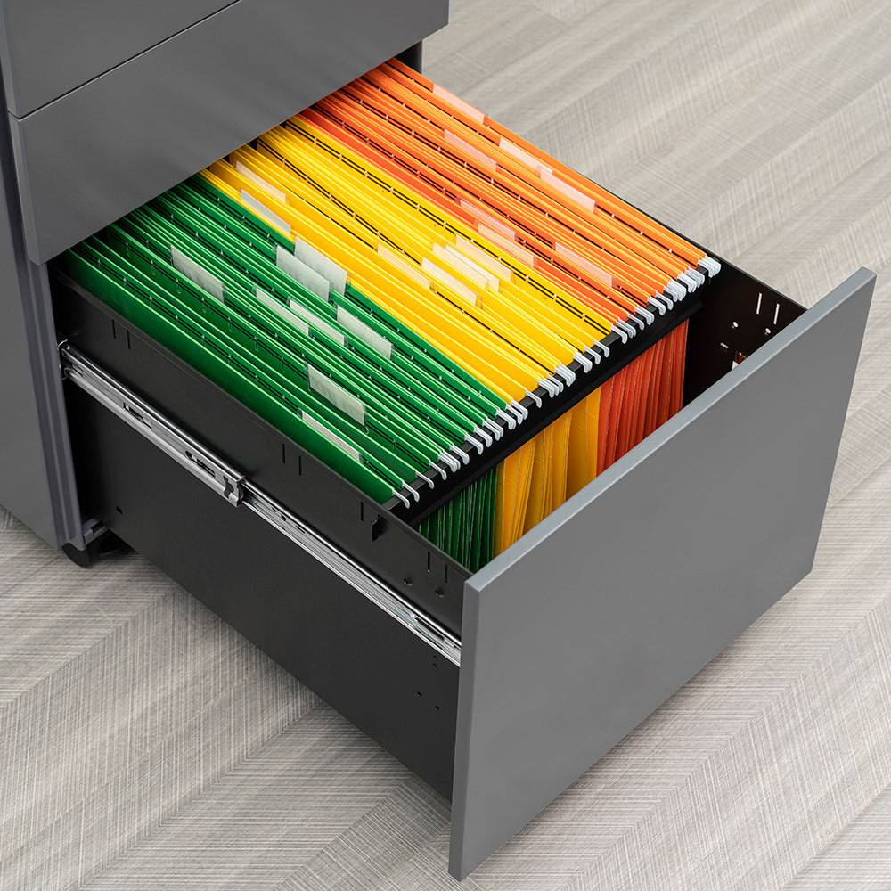 Compact 3 Drawer Mobile File Cabinet - Grey