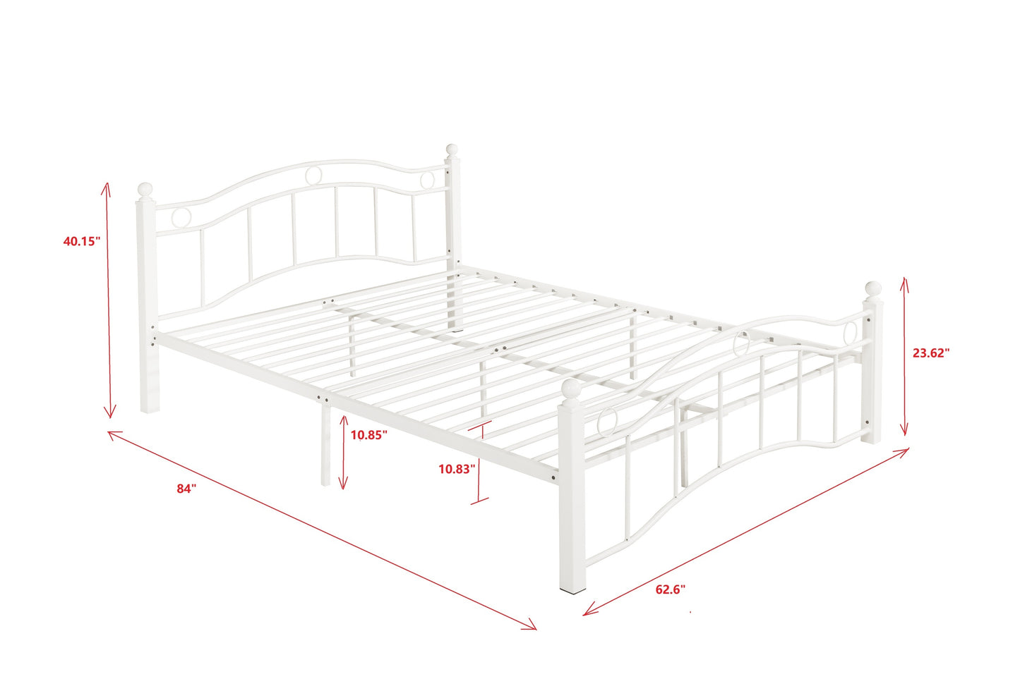 Royal Dream Queen Size Metal Bed Frame - White