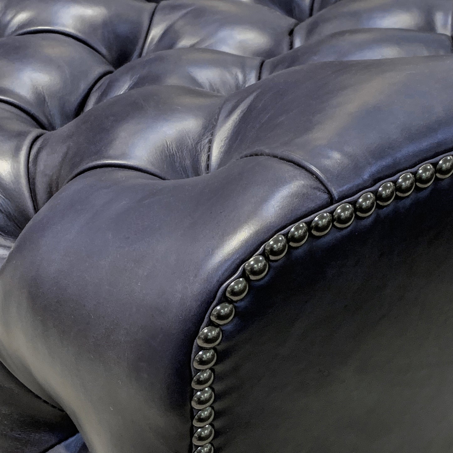 Lance Full Genuine Leather Swivel Ottoman