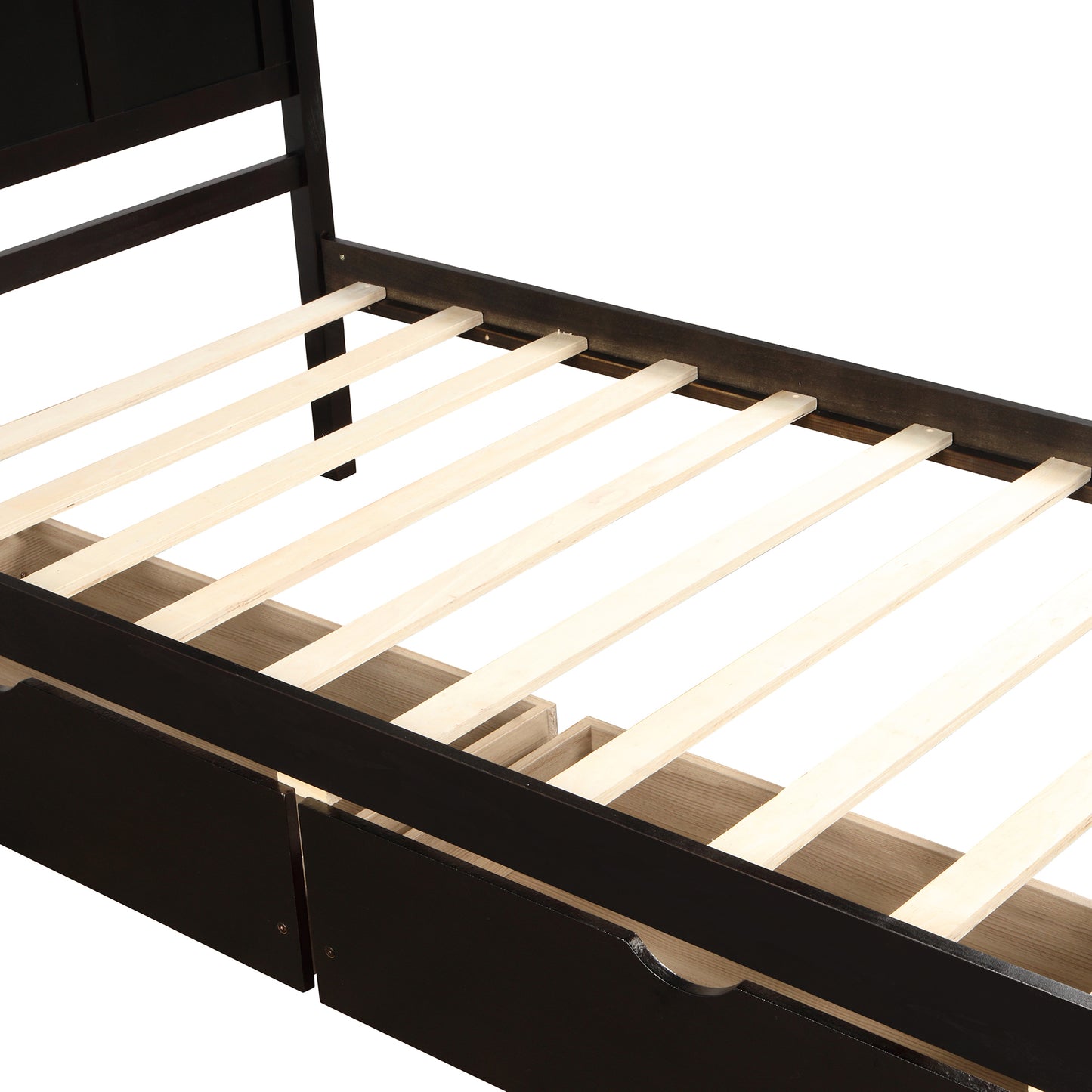 Iso Twin Size Platform Bed with 2 under-bed drawers - Espresso