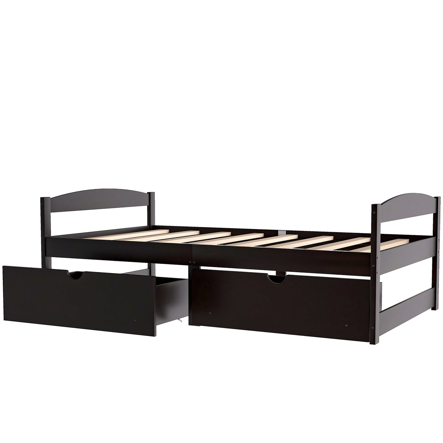 Espresso Dream Twin Platform Bed with Dual Drawers