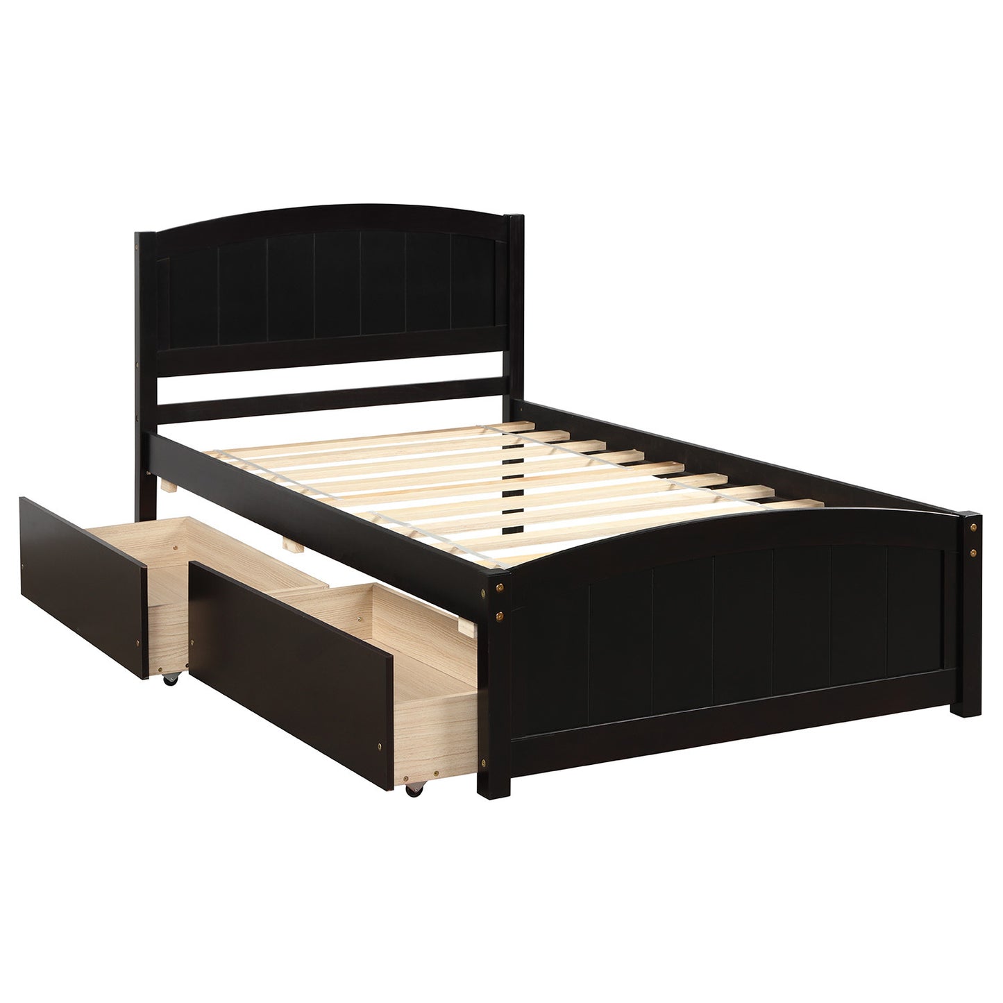 Elegant Espresso Twin Bed with Dual Drawers