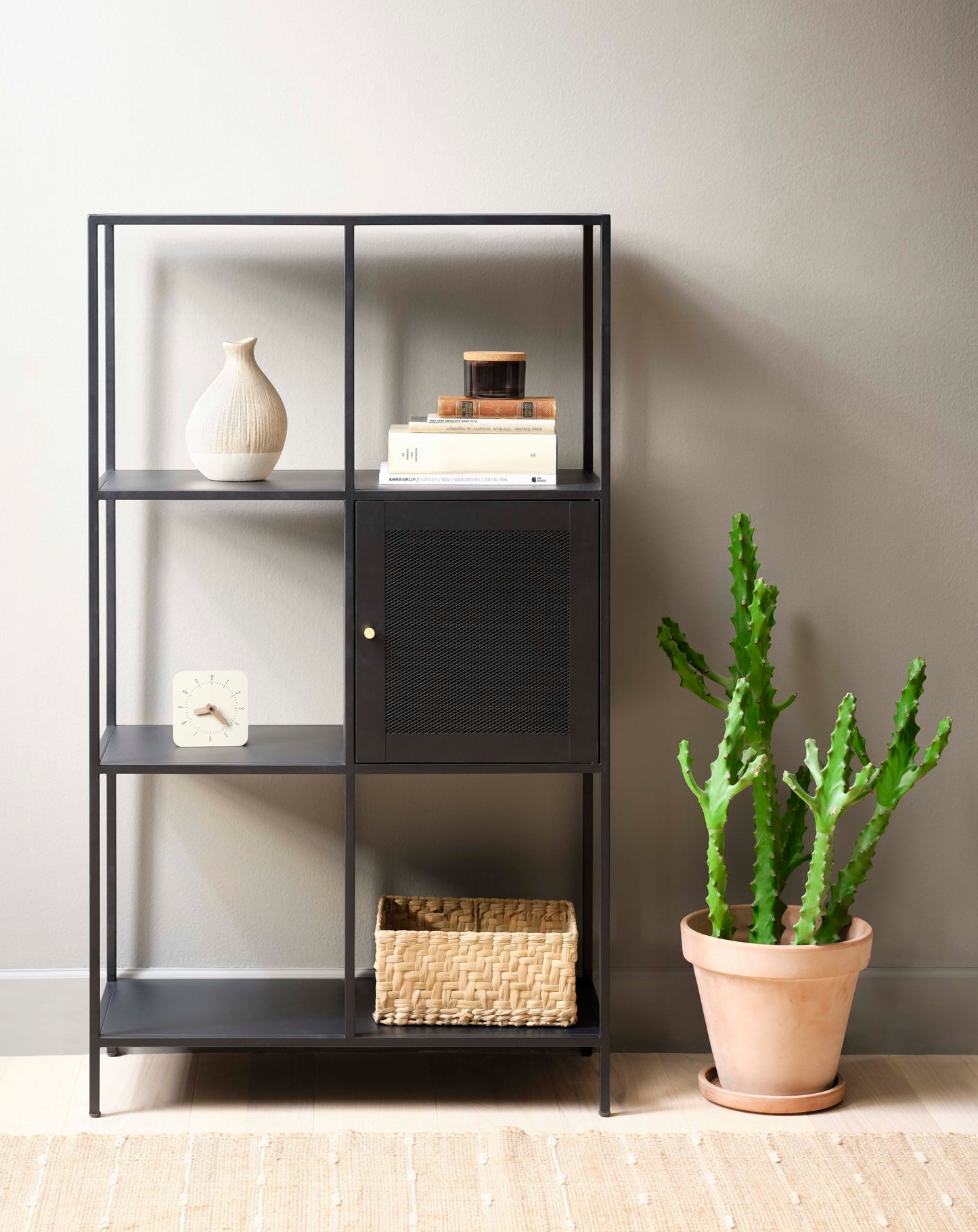 Noir I Metal Mesh Door Storage Bookcase