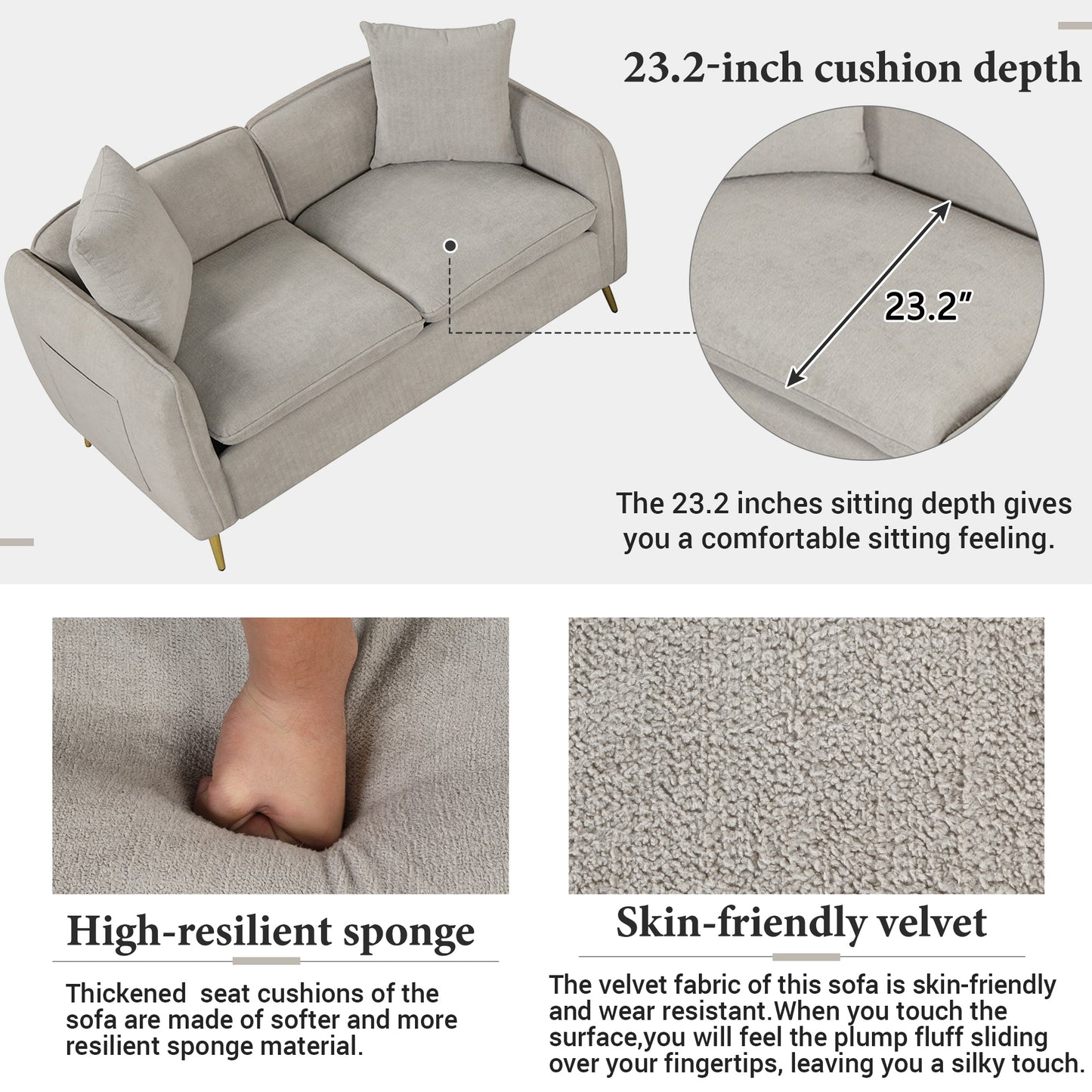 Elegant Comfort Velvet Sofa Set