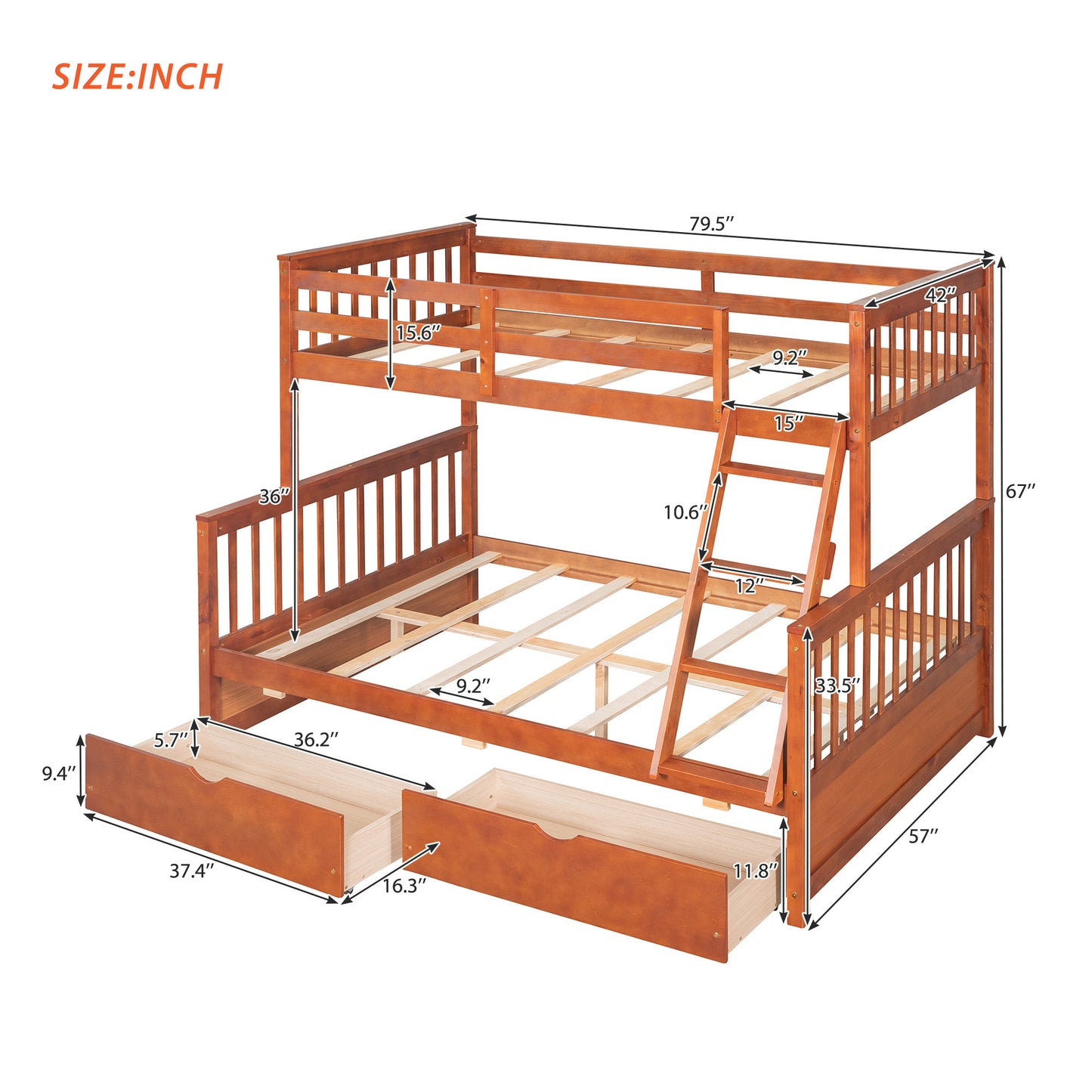 Walnut Haven Twin-Over-Full Bunk Bed