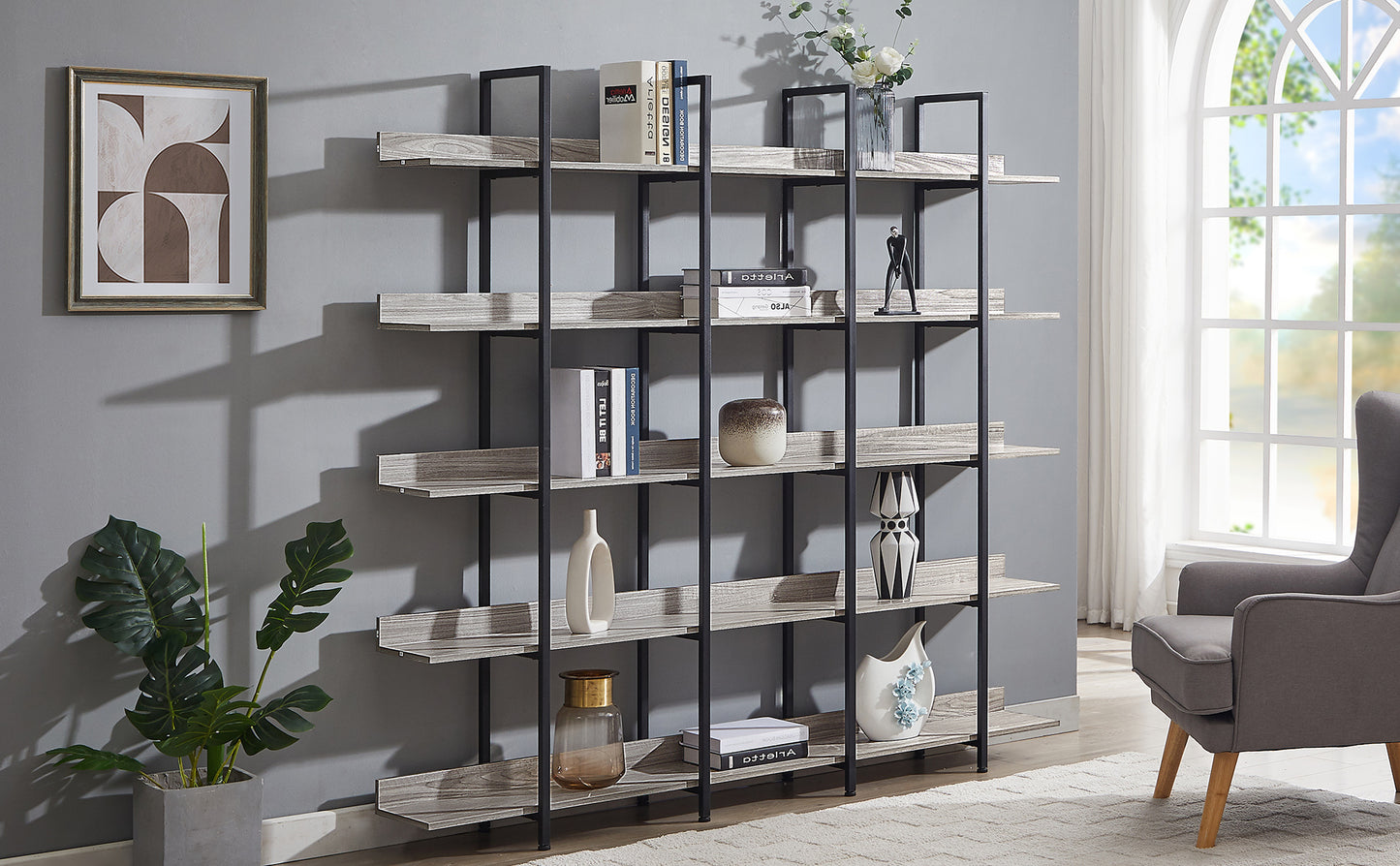 Vintage Metal Frame Bookshelf - Grey