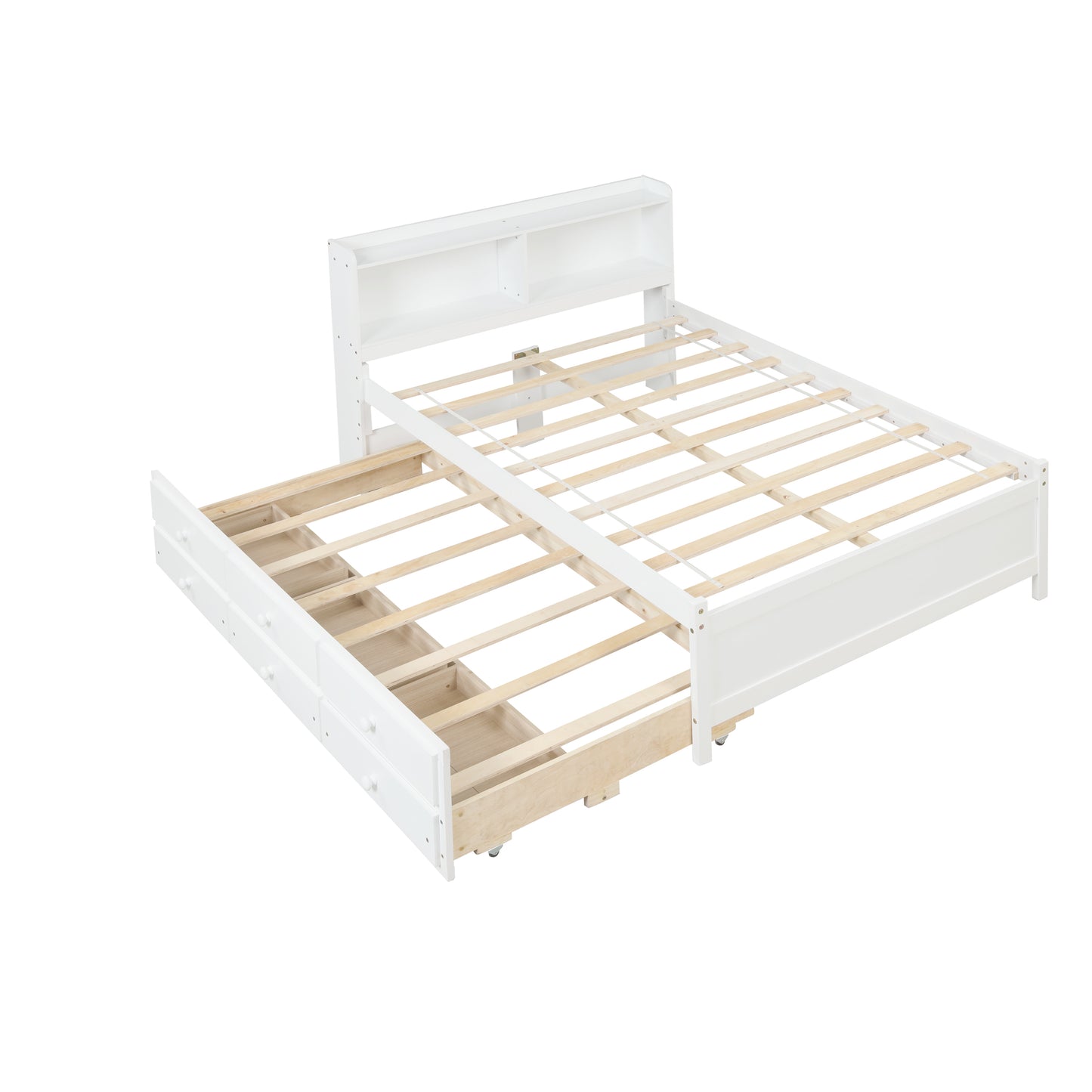 White Haven Full Bed with Bookcase, Twin Trundle, and Drawers