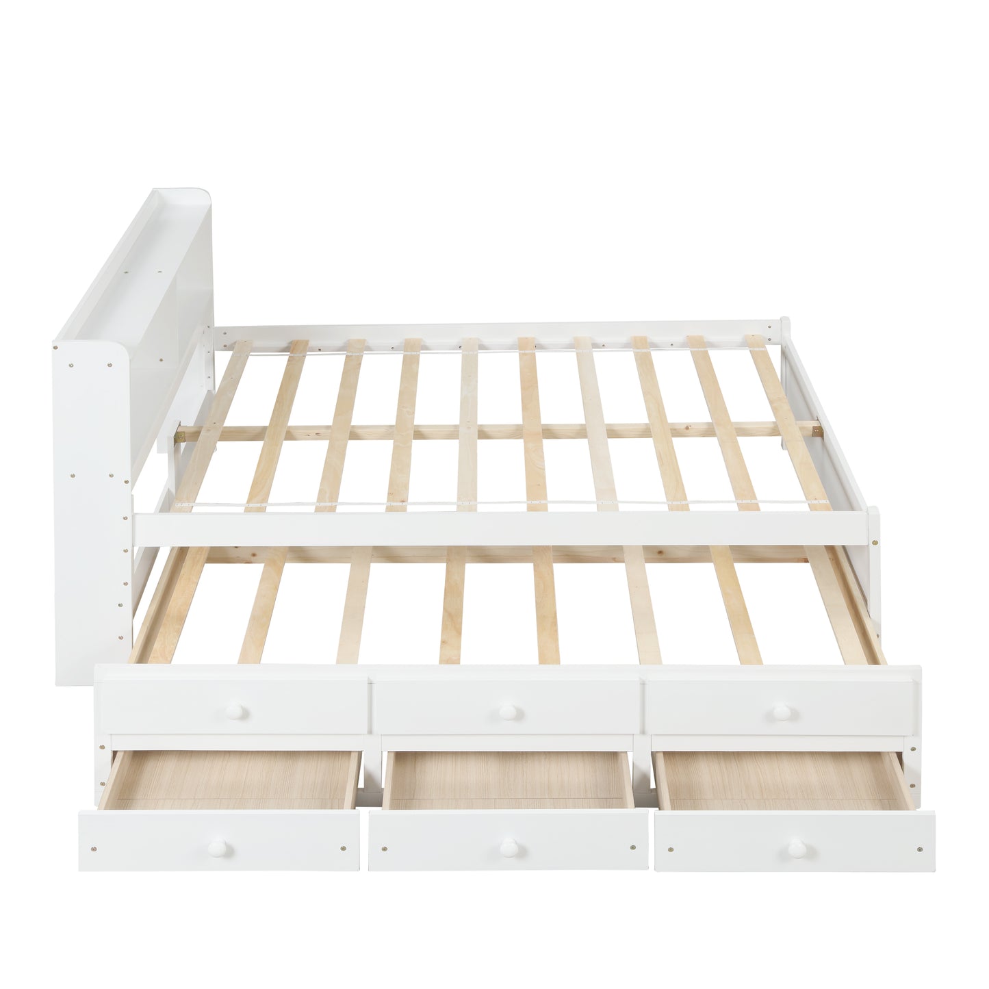 White Haven Full Bed with Bookcase, Twin Trundle, and Drawers