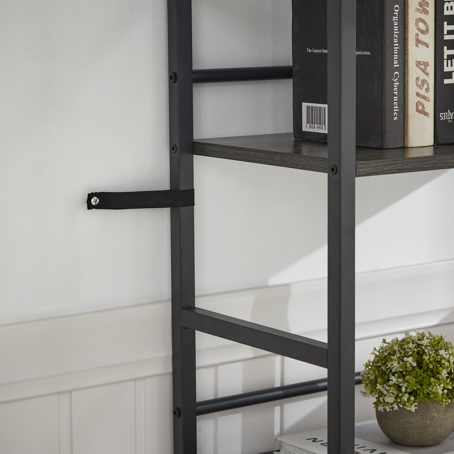 Triple Wide 5-shelf Bookshelves Industrial Retro Wooden Style - Dark Grey