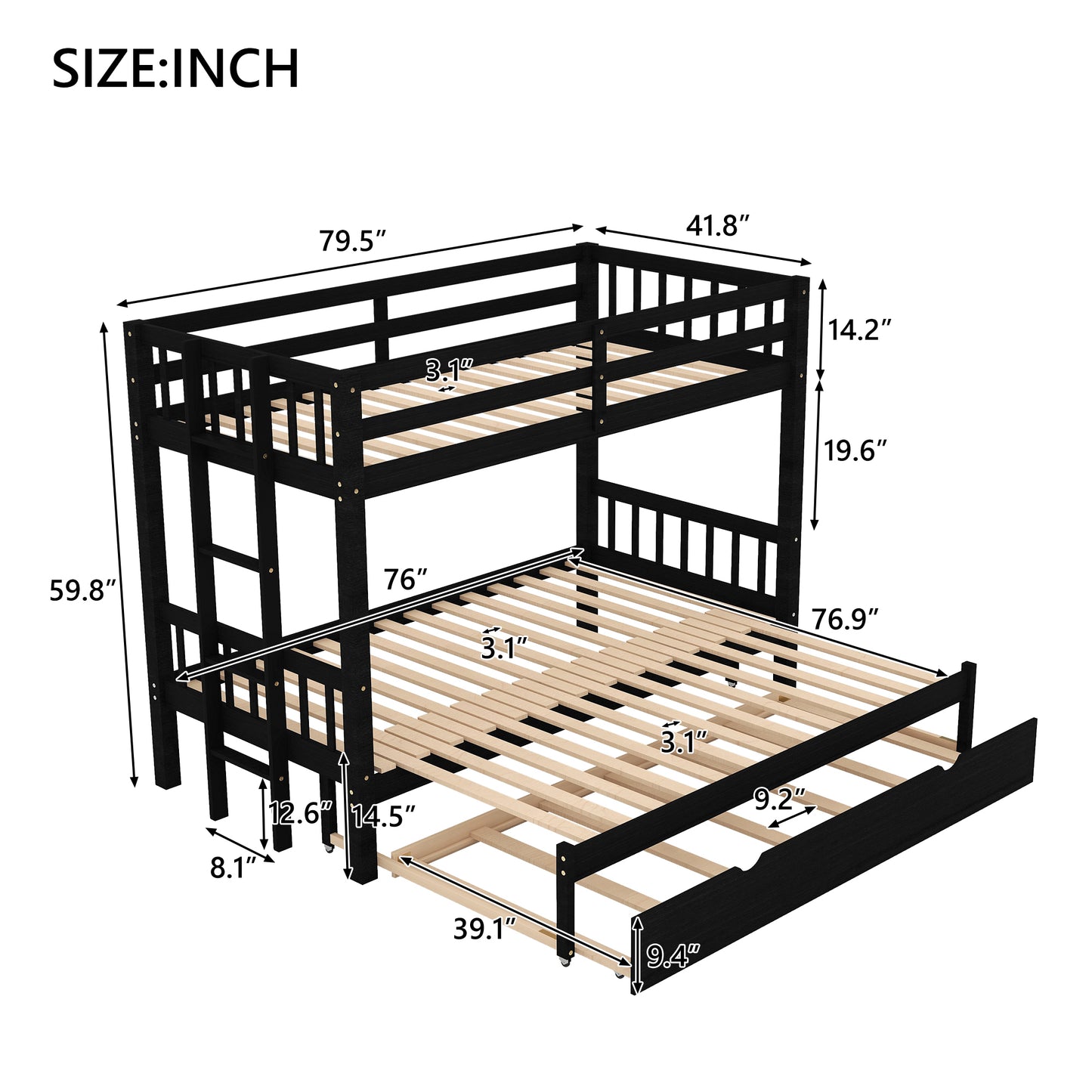 Espresso Dream Twin Trundle Bunk Bed