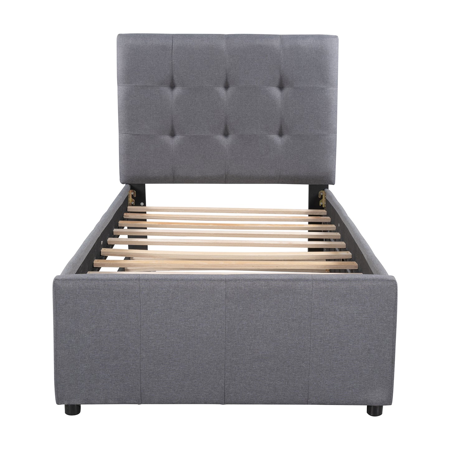 Dreamscape Twin Linen Upholstered Platform Bed with Headboard and Trundle