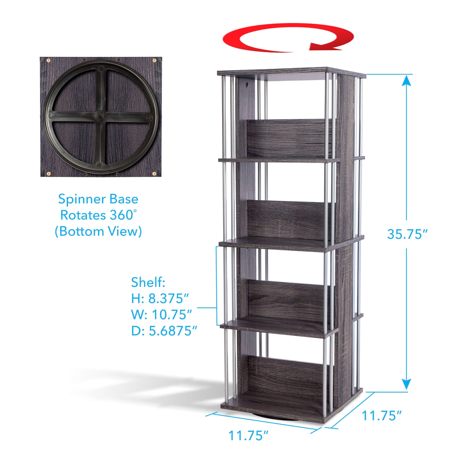 Storage Media Spinner - Charcoal Grey