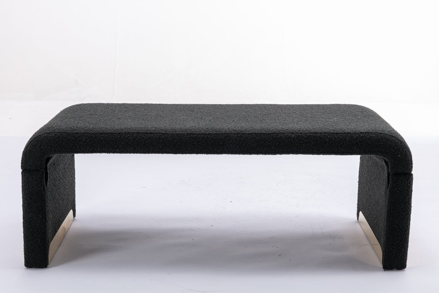 Boucle Fabric Ottoman - Black