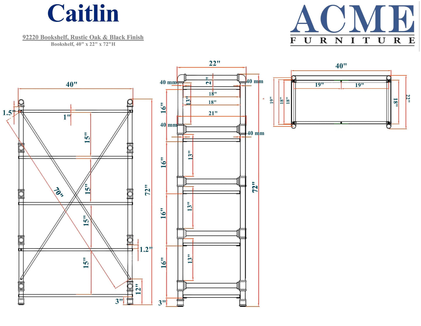 Bookshelf - Oak & Black