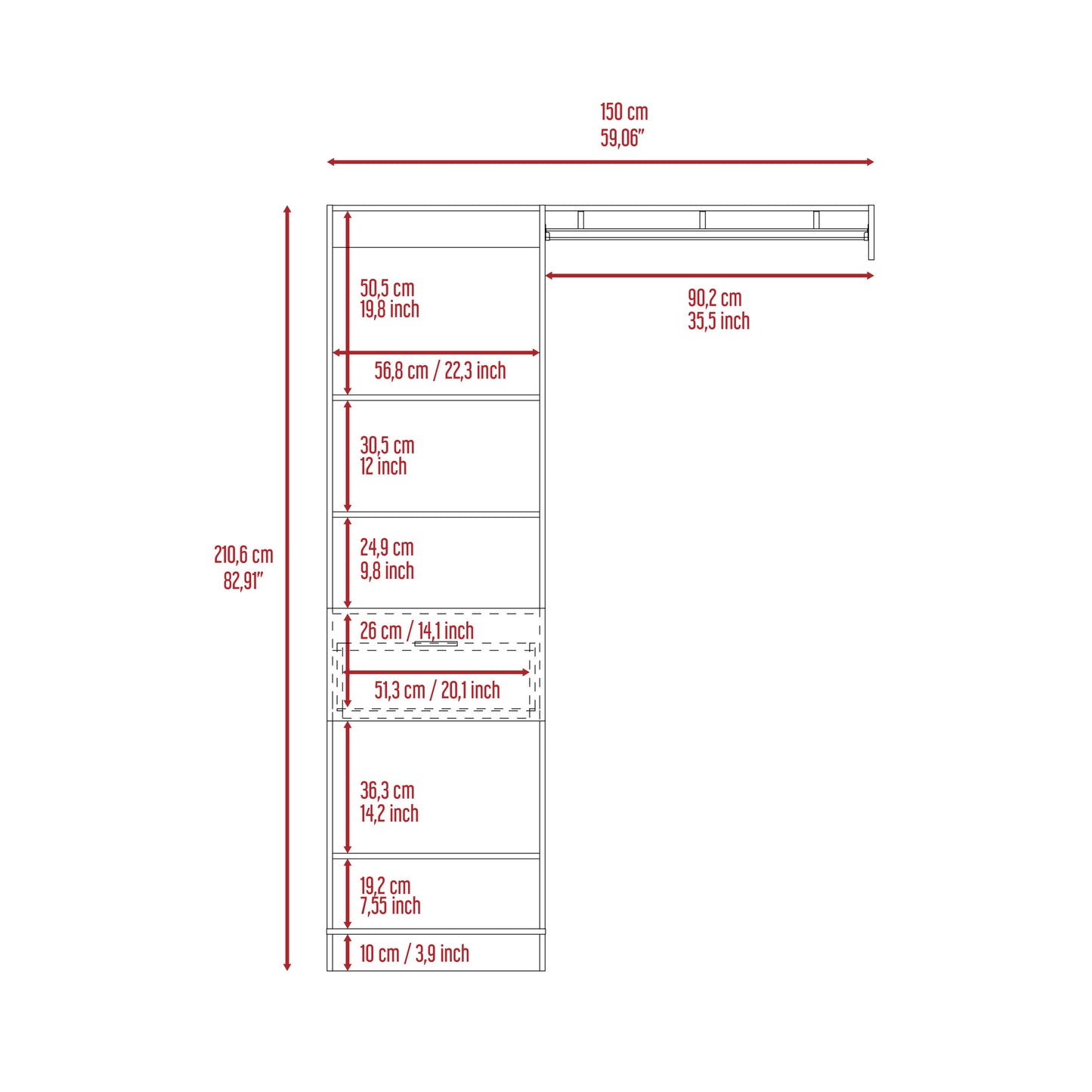 Nova Space 1-Drawer 4-Shelf Closet System - White