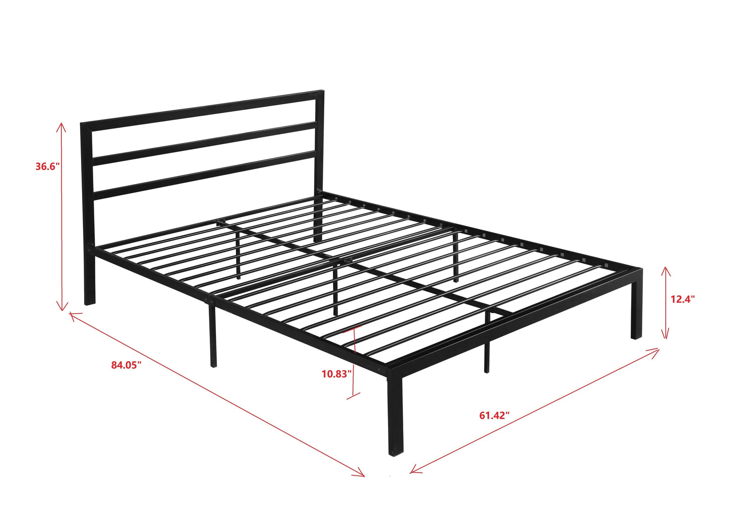 Zaker Queen Size Platform Metal Bed Frame - Black