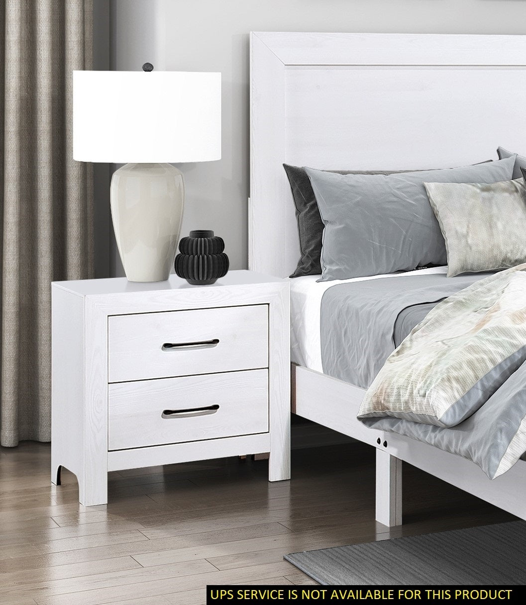 Yodi Wooden Nightstand 2x Drawers - White