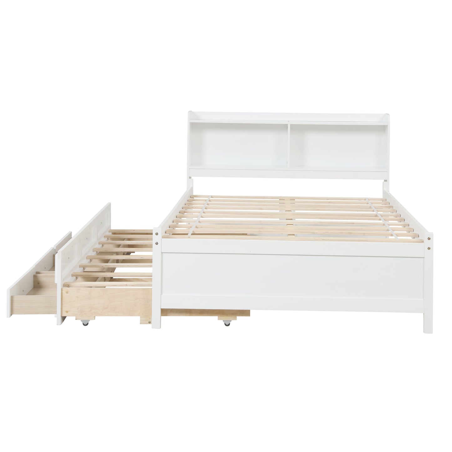 White Haven Full Bed with Bookcase, Twin Trundle, and Drawers