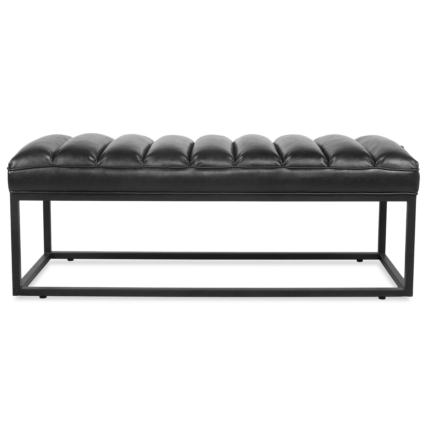 Metal Base Upholstered Bench - Black