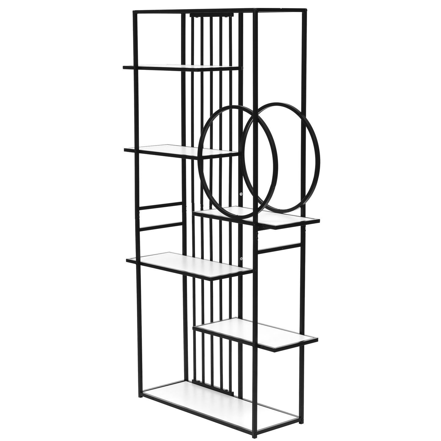 Metal Frame Storage Large Bookshelf Furniture, White
