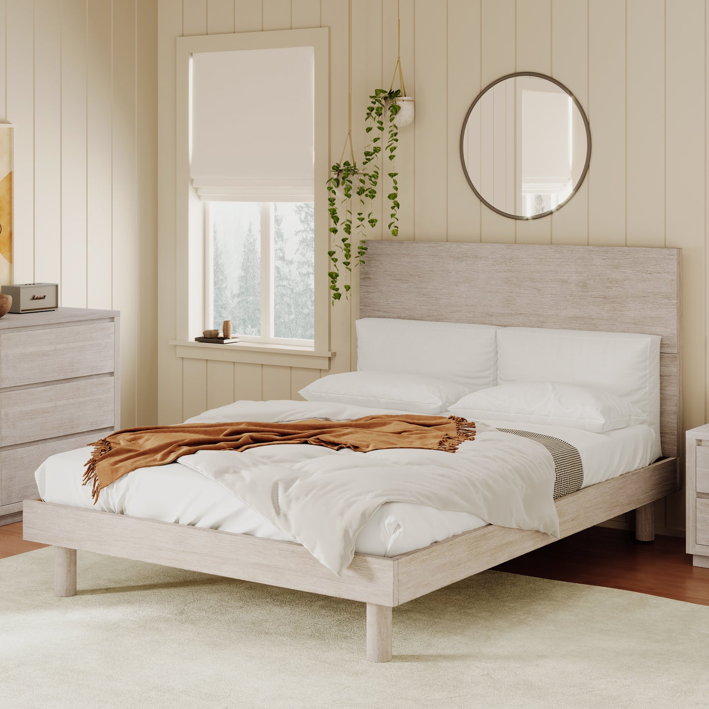 Stone Gray Full Size Platform Bed Frame
