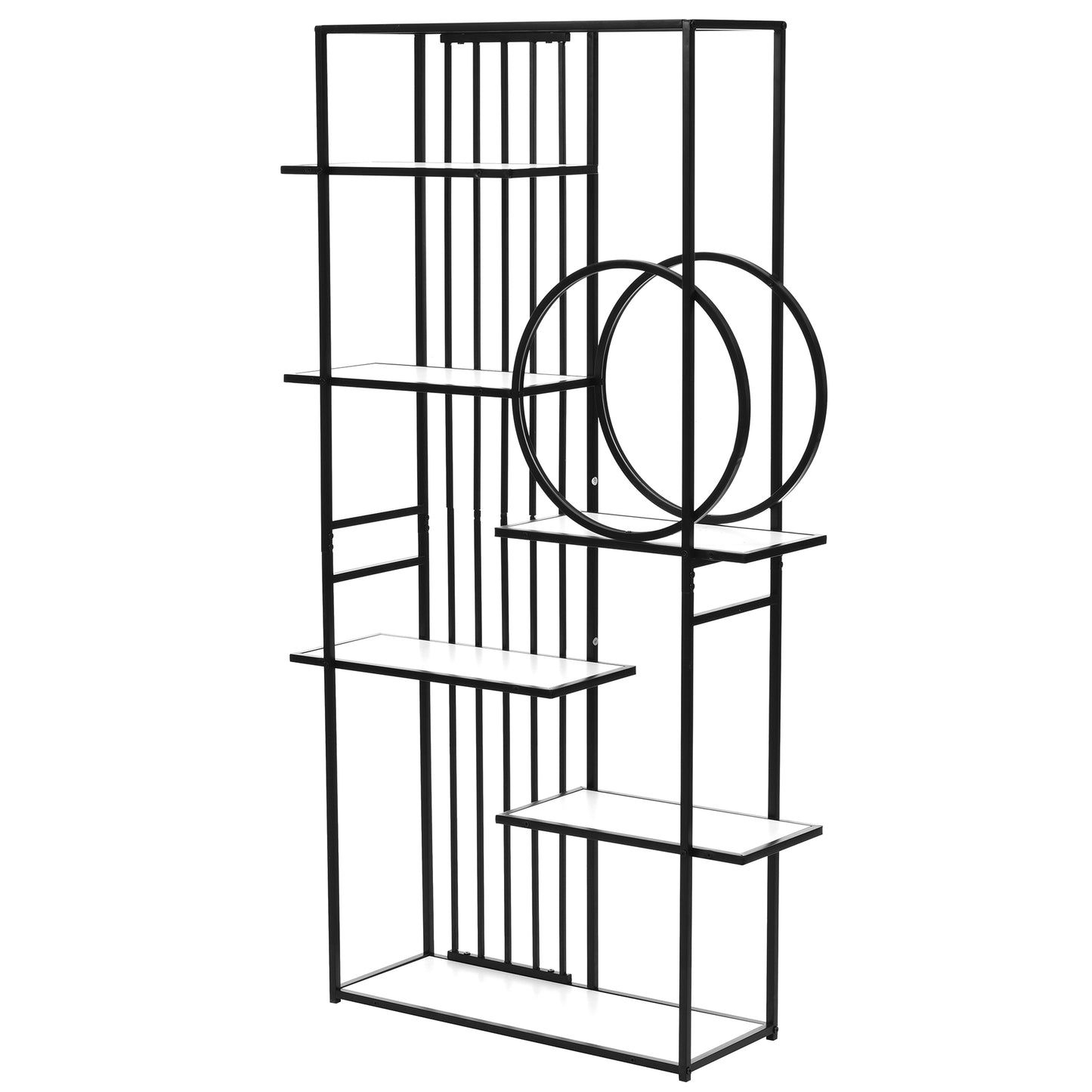 Metal Frame Storage Large Bookshelf Furniture, White