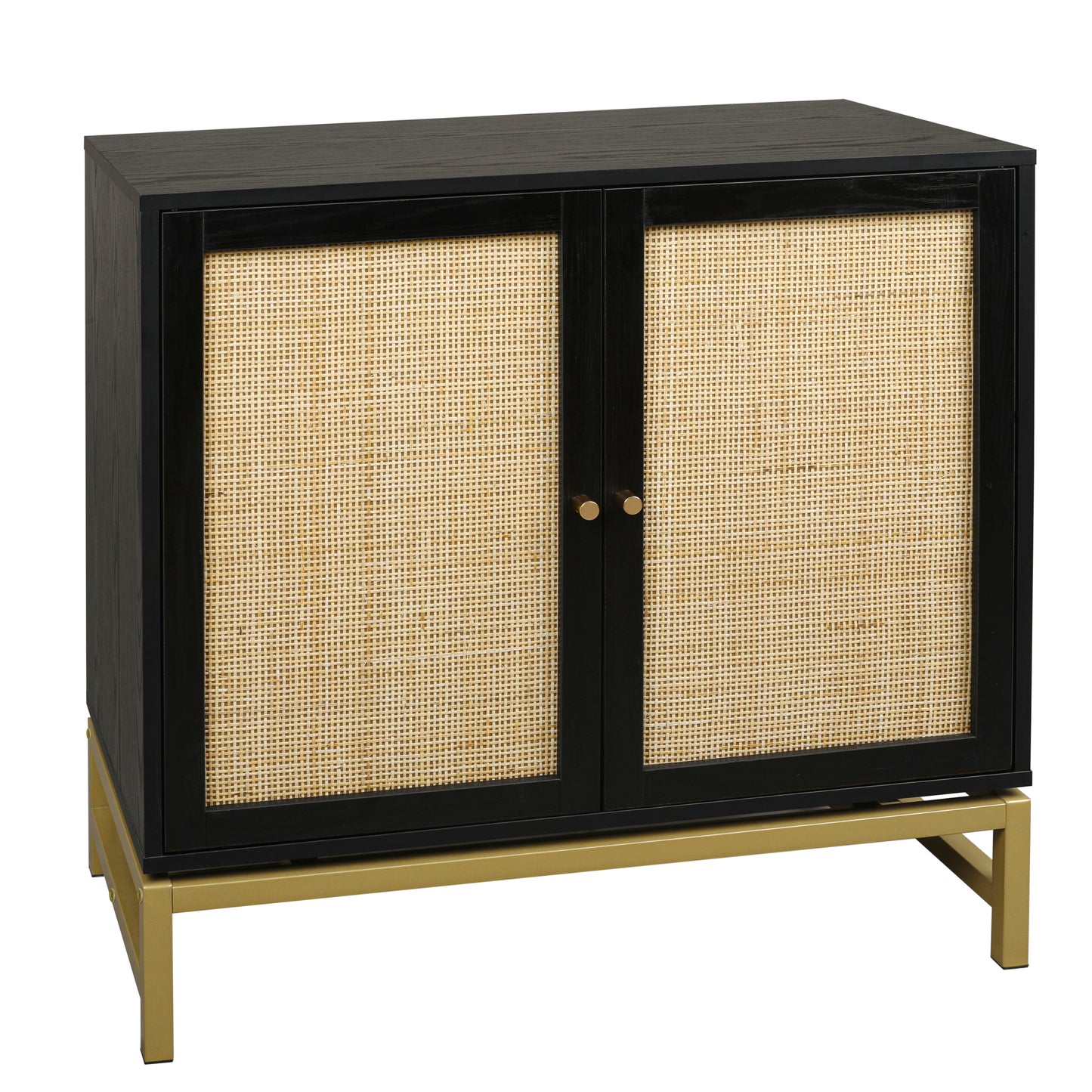 Rattan Black Frame Cabinet