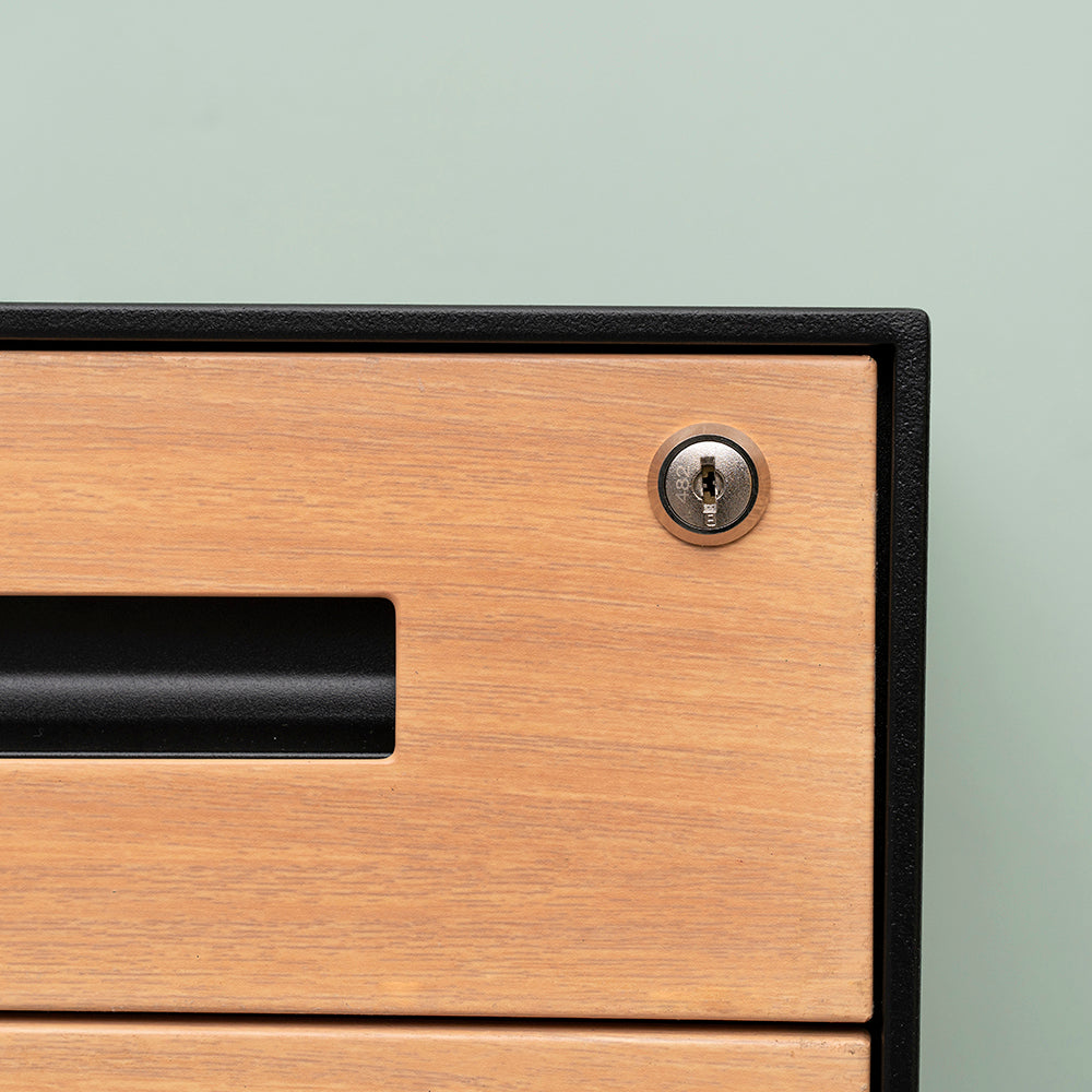 Compact 3 Drawer Mobile File Cabinet - Walnut + Black